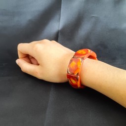 Bracelet "manchette rectangle marbré" en ivoire végétal